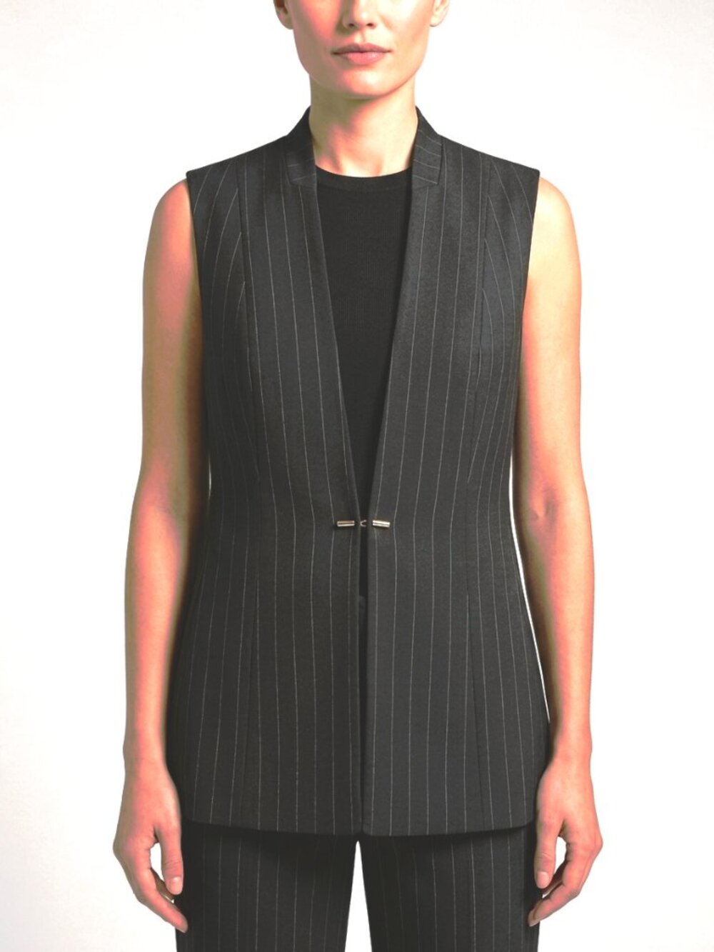 Melanie Lyne Long Pinstripe Vest